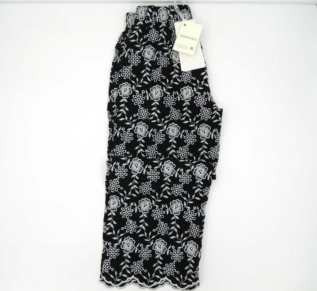 Monnalisa_Pantalone_fiori_zampa_nero Monnalisa Pantalone fiori zampa nero - immagine 1
