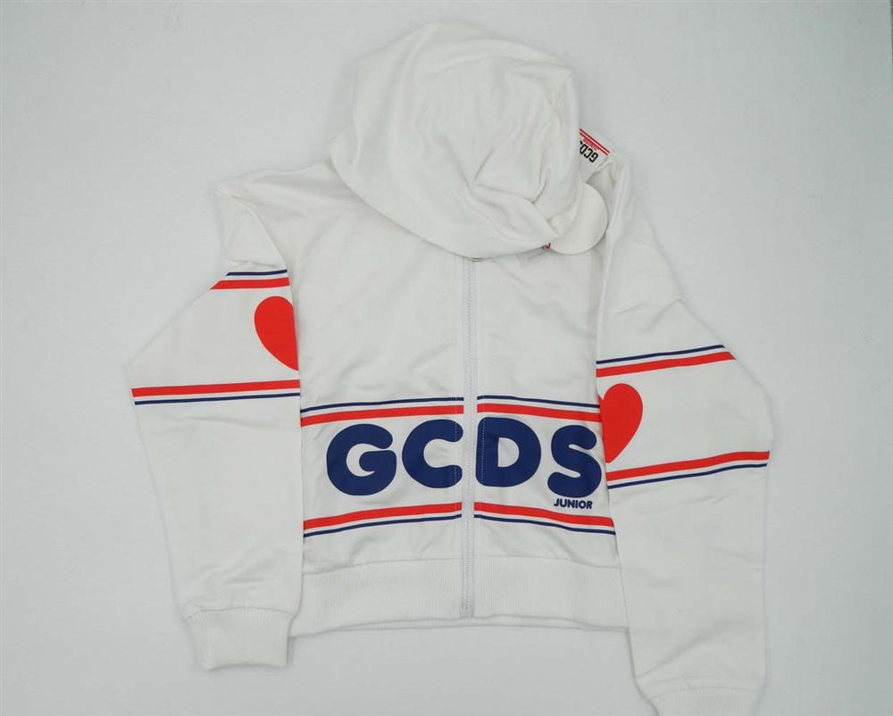 GCDS_Felpa_corta_bianca_con_logo_GCDS_blue GCDS Felpa corta bianca con logo GCDS blue - immagine 1