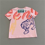 Kenzo t-shirt rosa con stampe multicolor