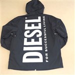Diesel Giacca A Vento nera con logo posteriore bianco - immagine 2