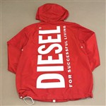 Diesel Giacca A Vento rossa con logo posteriore bianco - immagine 2