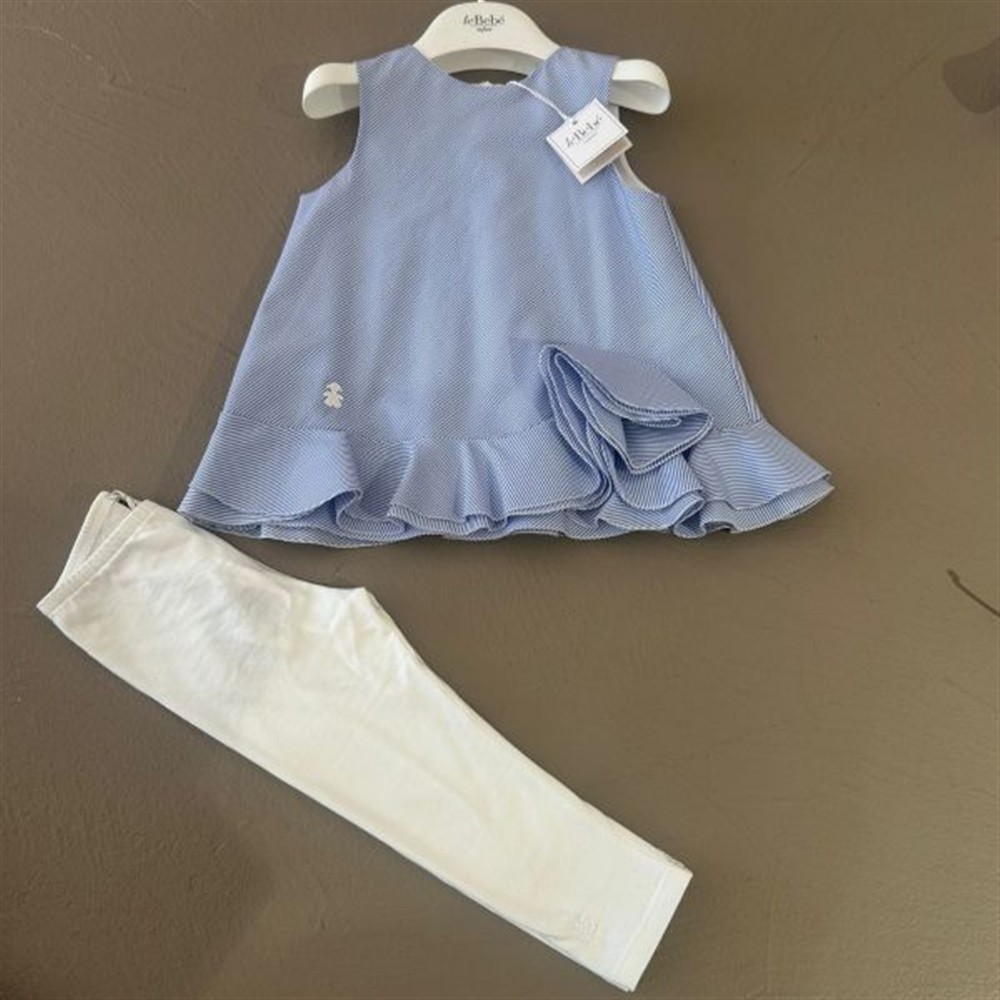 le_Bebe_top_neonata_celeste__leggings_bianco le Bebè top neonata celeste + leggings bianco - immagine 1
