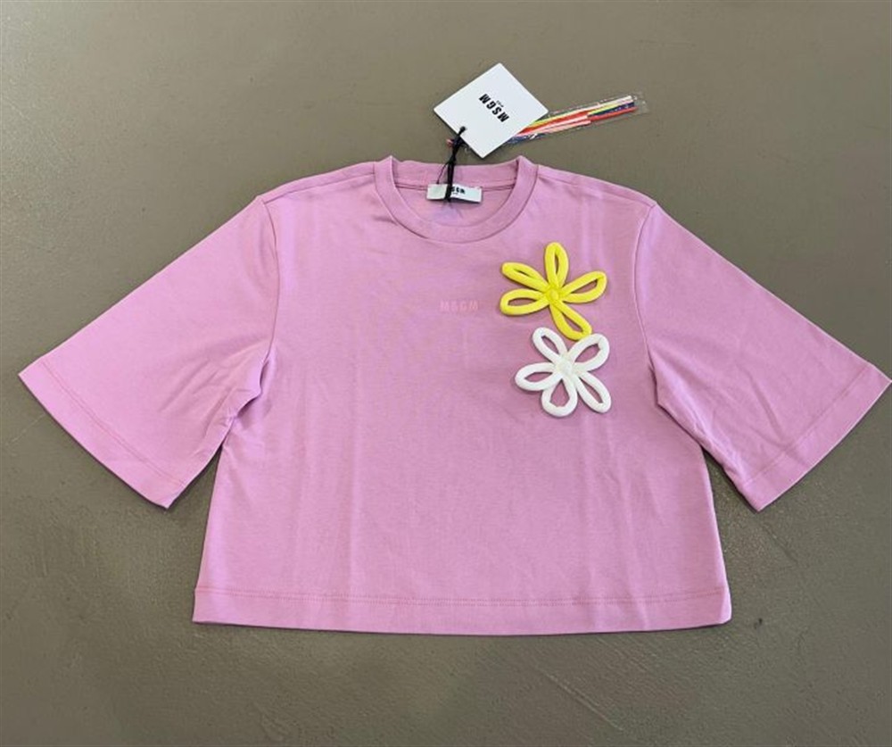MSGM_T-shirt_mezza_manica_rosa_cropped MSGM T-shirt mezza manica rosa cropped - immagine 1