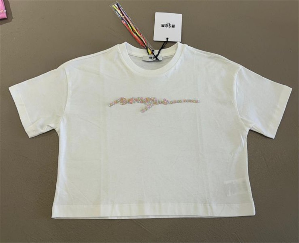MSGM_T-shirt_mezza_manica_bianca_cropped MSGM T-shirt mezza manica bianca cropped - immagine 1